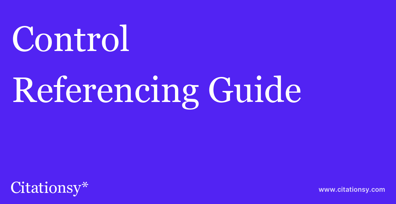 cite Control & Automation  — Referencing Guide